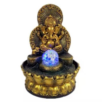 China Europe custom resin indoor fengshui figurine ganesh water fountain for office decoration for sale