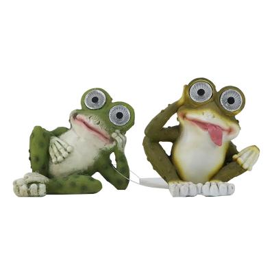 China Europe Custom Resin Solar Frog Light For Fence Garden Decoration for sale