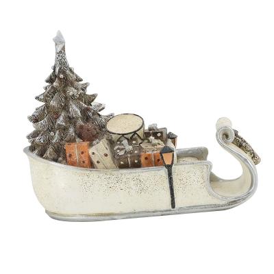 China Europe Custom Resin Opens Christmas Carriage Statue With Gifts for sale