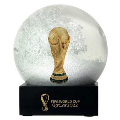 China Custom 2022 Europe Qatar World Cup Soccer Trophy Snow Globe For Souvenir for sale