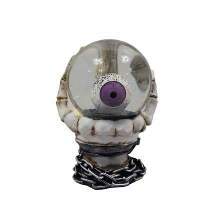 China Wholesale Europe Skull Snow Globe Resin Evil Eye Lantern Water Globe For Halloween Gift for sale