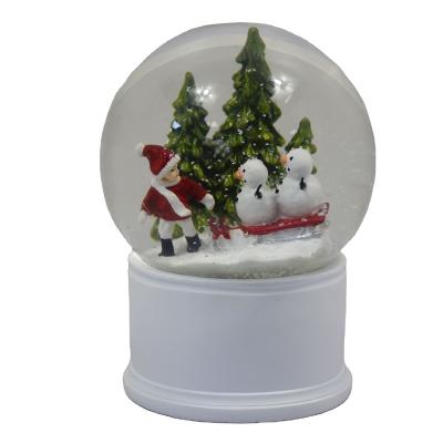 China Custom Cheap Europe Christmas Gift Musical Box Resin Snow Globe for sale