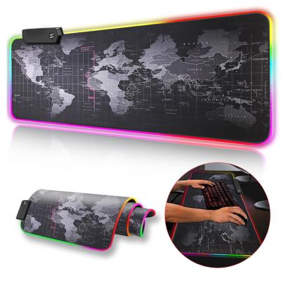 China Silicon Gaming Mouse Pad Gamer RGB World Map Custom Printed Mat PC Desk RGB Mouse Pad Computer Mousepad Large Large for sale