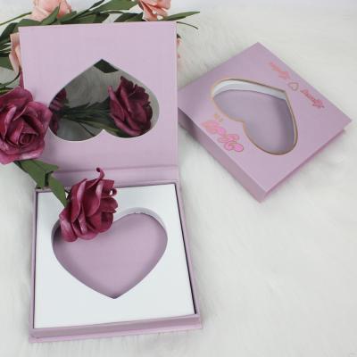 China Custom process logo 3D 5D 25mm natural soft stamping eyelash box pink heart eyelash box seller for sale