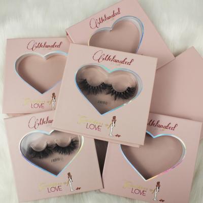 China Private label mink eyelash bag 3D 5D mink eyelash bag 3D natural soft logo pink heart eyelash box wholesaler for sale