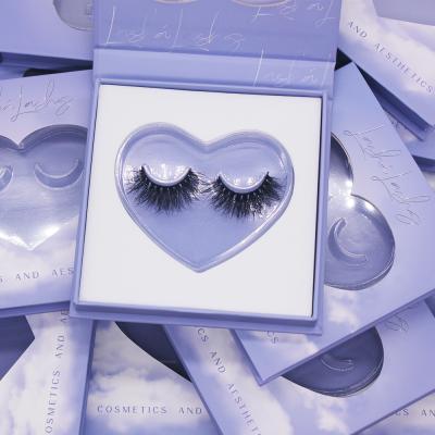 China Wholesale Natural Soft False Eyelashes 25mm Mink Box 3d Mink Eyelash Box Lashes Private Label Lashes Wholesale Soft Purple Heart Shaped Seller for sale