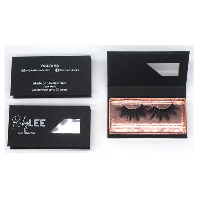 China False Lash Packaging Box 3D Window Eyelash Box 25mm Mink Eyelash Box Black Natural Soft Custom Private Label for sale