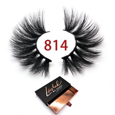 China 25mm mink 814 3d mink eyelash delicate fluffy lashes wholesale 3d mink eyelashes with free eyelash packing box for sale