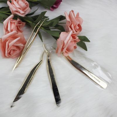 China Custom Made False Eyelash Gold Custom Made To Order Tweeezers Private Label Volume Tweeezers Label Hook Eyelash Tweezers Straight Seller for sale