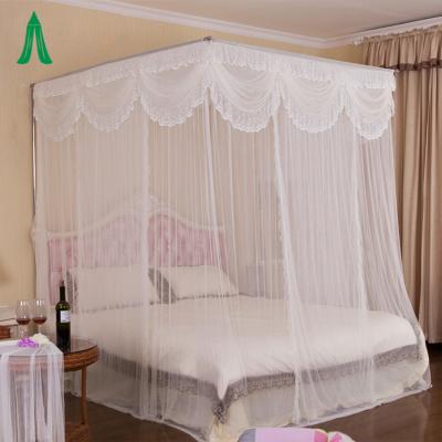 China Romantic Princess King Size Insecticide Treated Rectangular Palace Bed Canopy Lace Mosquito Net for sale