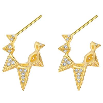 China Vintage Designer Inspired Ins Irregular Hot Selling Stud For Piercing 18K Gold Luxury Fashionable Brass Earrings for sale