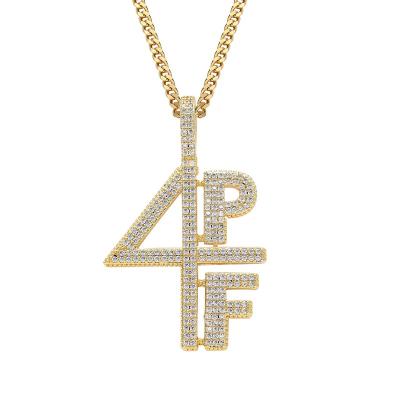 China Add UV-coating on the proudct surface to prevent tarnishing Micro Hip Hop 4PF Zircon Pendant Paved Four Pockets Full LilBaby CZ Bling Iced Out Necklace For Men's Jewelry for sale