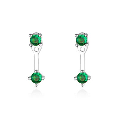 China Office / Career 925 Sterling Silver Double Cubic Zircon Removable Ear Stud Earrings For Women Girls for sale