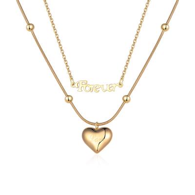 China Not Rust Not Fade Latest Hot Selling Love Forever Heart Stainless Steel Choker Necklace For Lover for sale