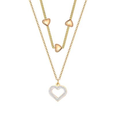 China Not Rust Not Fade Customized 18k Gold Heart Charm Jewelry Layered Love Choker Chain Stainless Steel Pendants Necklaces for sale