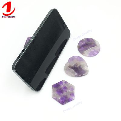 China Adjustable Amethyst Pocket Cell Phone Case Regular Custom Stand Popping Cell Phone Holder Grip Phone Finger With Grip for sale