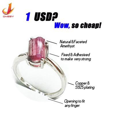 China Wholesale CLASSIC Cooper-Plating Silver Ring Silver Gold Plated Luxury Fashion Tourmaline Silver Ring for sale