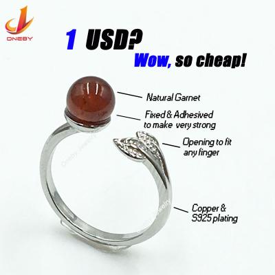 China CLASSIC Wholesale Silver Cooper-Plating Silver Ring Gold Plated Fashion Garnet Luxury Silver Ring for sale