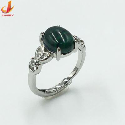 China CLASSIC Wholesale Silver Cooper-Plating Silver Ring Gold Plated Luxury Fashion Malachite Silver Ring for sale