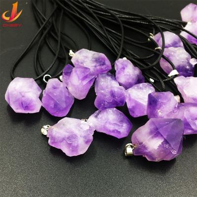 China Diy Modern Crystalline Gemstone Necklace Charms Custom Amethyst Pendant For Women Necklace Gift for sale