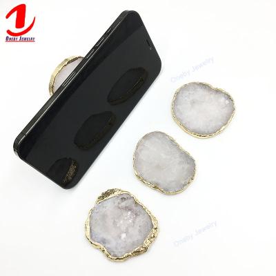 China Druzy Adjustable Irregular White Unique Expandable Cute Hand Pocket Airbag I Mobile Cell Phone Bracket Desktop Holder for sale