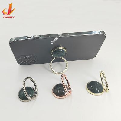 China Adjustable Crystallize Gemstone Quartz Agate Ring Holder Flexible Cell Phone Cover For Mobile Phone for sale