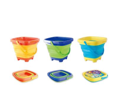 China Outdoor Games Beach Water Games Small Silicone Folding Bucket Toys Sand Water Snow Loading Tools for sale