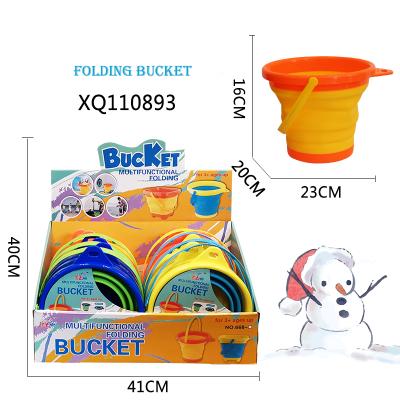 China Water Loading Children Seaside Beach Snow Toys Silicone Folding Bucket Circular Outdoor Activity Tools for sale