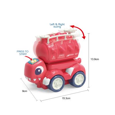 China New Dinosaur Inertia Trolley Fire Engine Toy Noise Electric Light Kids Early Education Toy for sale