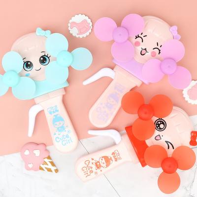 China Small Gift Mini Beautiful Girl Shape Double Hand Portable Head Fan Press Fan Portable Press Fan for sale