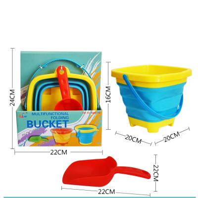 China Portable Folding Water Bucket For Children's Outdoor Activities Silicone Beach Bucket 2L Square Bucket for sale