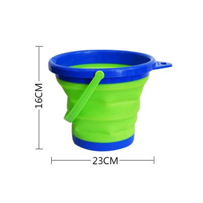 China Water Frontier Portable Folding Bucket Silicone Beach Bucket 2.5LRound Outdoor Folding Barrel Circumference Card for sale