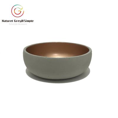 China Sustainable Natural Decorative Copper Gold Paint Gray Multiduty Cement Bowl Roes Concrete Tray for sale