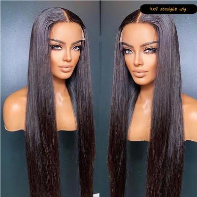 China Natural Black Straight Lace Front Human Hair Wig Ziwei Wave Hair Virgin Hair Supplier Silky Straight Transparent Lace Wigs 13X4 12A for sale