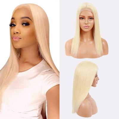 China 613 613 Straight Lace Front Blonde Human Hair Wig Pre Plucked Straight Virgin HD Lace Headband 150% 180% Density Transparent Lace Wig for sale