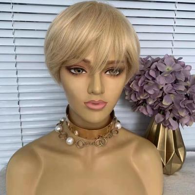 China Fashion wig 613 Pixie Cut Factory real breathable gold ultra-short simulation one piece direct lace for sale