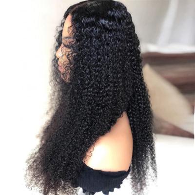 China Free Shipping Brazilian Black Kinky Curly Kinky Curly Wig Baby Hair Lace Front Wigs With Natural Hairline for sale