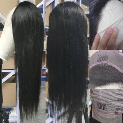 China 100% Density Silky Straight Human Hair 130% 150% 180% Wave With Lace Front Wholesale HD Brazilian Virgin Straight Wave Wig for sale