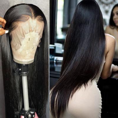 China Factory Wholesale Silky Straight Wave HD Lace Front Natural Color 4x4 Straight Lace Front Wig For Black Female for sale