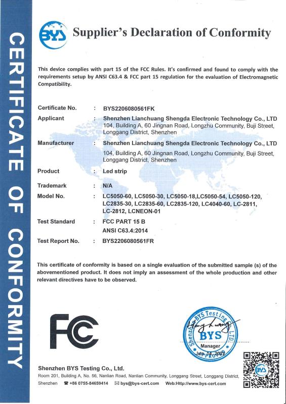 FCC - Shenzhen Lianchuang Shengda Electronic Technology Co., Ltd