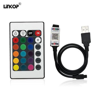 중국 블루투스 음악 라이트 스트립 LED 컨트롤러 24 키 적외선 리모컨 5v USB 판매용