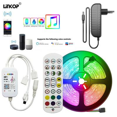 China 24 Key Intelligent Wifi Led Strip Lights 5050 Rgb 10 Meter Ambient Light Dc12v for sale