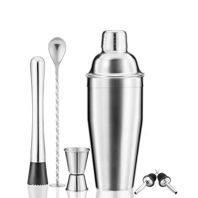 China Stainless Steel Shaker Set - 24oz Martini Professional Bartender Kit 6pc Premium Cocktail Bartender Shaker for sale