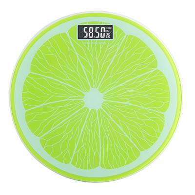 China Customized Bathroom Scales Logo OEM Household Digital Healthy Body Weighing Lemon Electronic Round Scale for sale