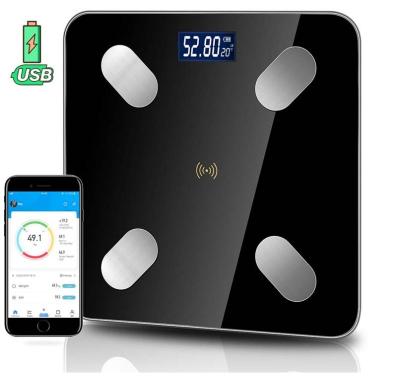 China Bathroom Scales 400lb / 180kg Digital Body Weight Bathroom Scale With Step-on Technology And Tempered Right Angle Glass Balance Platform for sale