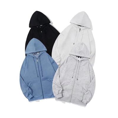 China Breathable wholesale men's popular zip up hoodie running blank custom logo fashion sport pure color zip up jacket men french terry jacket for sale