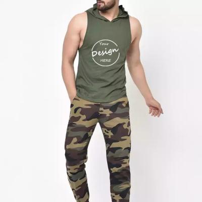 China Anti-pilling Custom Wholesale Blank Gym Embroidery Sleeveless Hoodie Men Pullover Cotton Streetwear Printed Logo Sleeveless Hoodie Polyester for sale