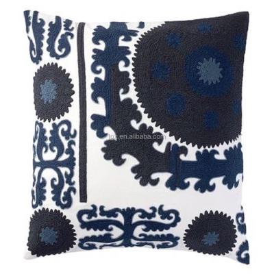 China Embroidery Work Factory Price Fancy Pattern Cotton Embroidered Indian Cushion Covers Sofa Decor Throw Pillows for sale