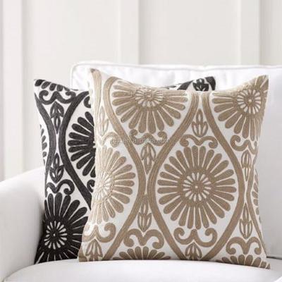 China Indian Embroidery Work Polyester Lumbar Support Cushion Canvas Cover For Sofa Seat for sale