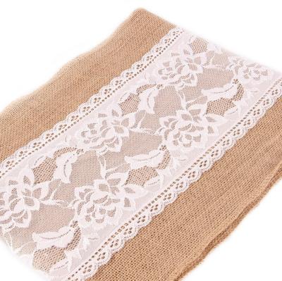 China Durable Brand New Jute Lace Wooden Table Runner For Weddings for sale